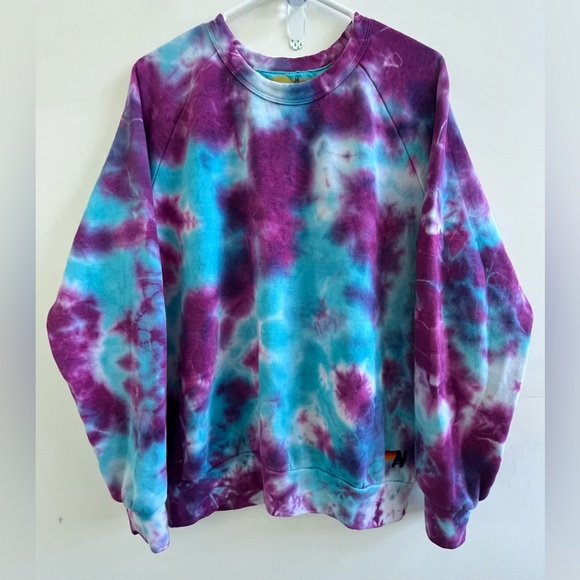 🫟Aviator Nation Hand Tie-Dyed Crew Sweatshirt Magenta 
limited edition Size:M - Picture 6 of 15
